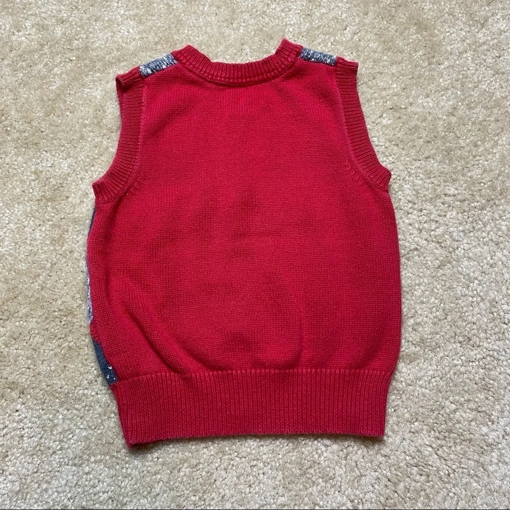 Old Navy Boys Red & Gray Argyle Knit Vest 3T